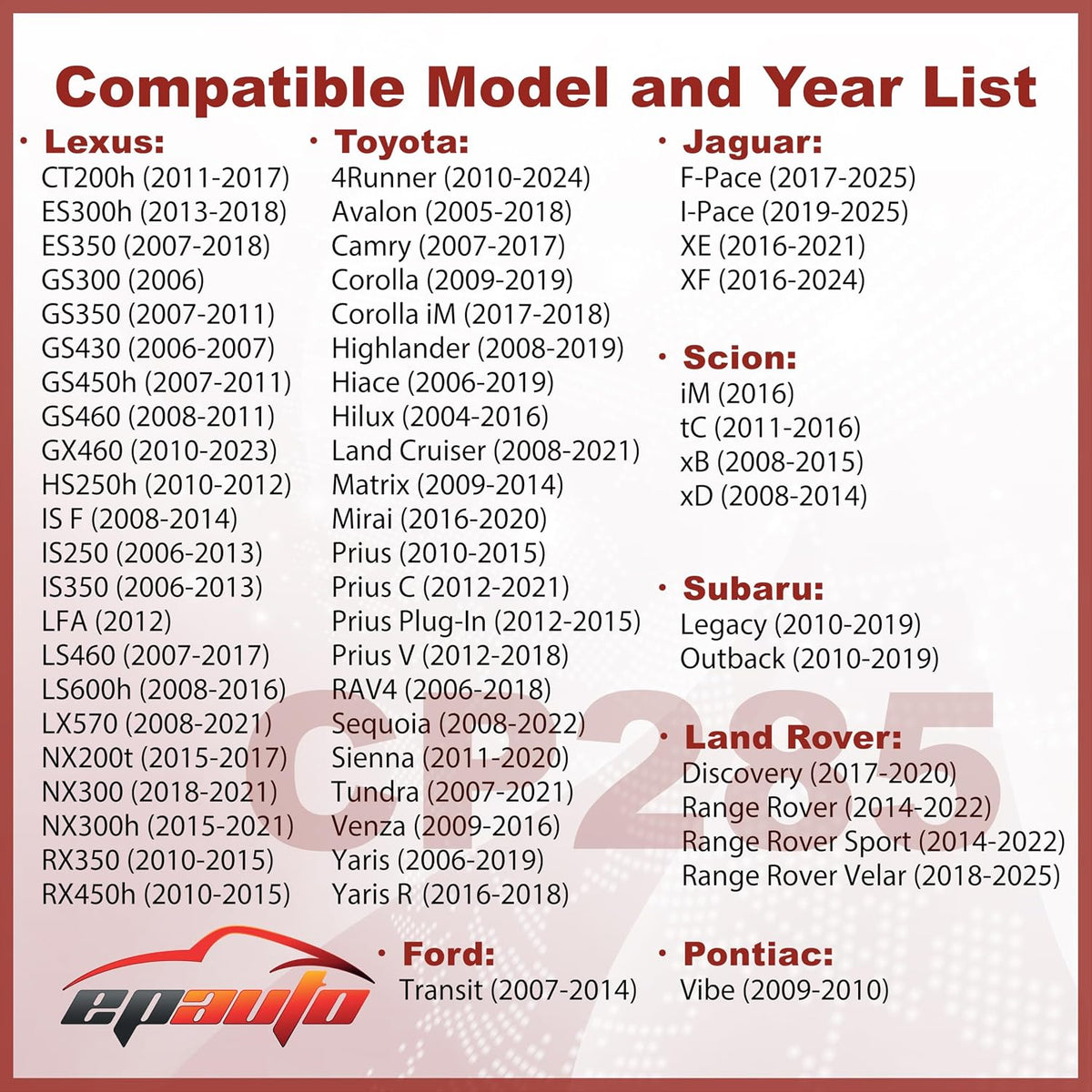 EPAuto CP285 (CF10285) Premium Cabin Air Filter includes Activated Carbon