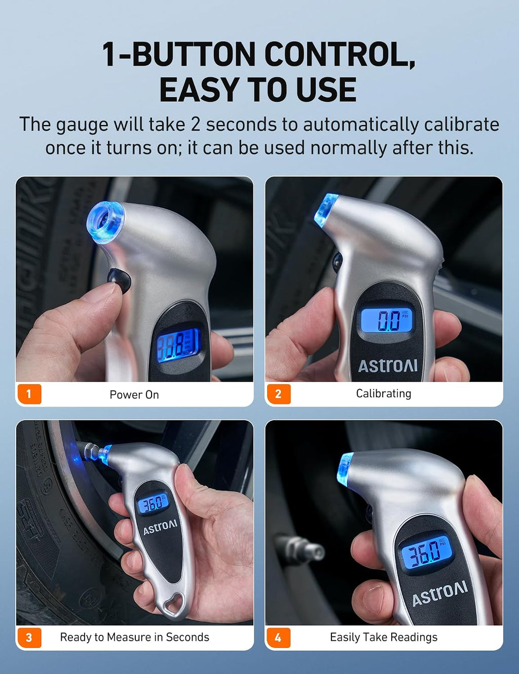 AstroAI Digital Tire Pressure Gauge 150PSI, ±1PSI Accuracy for Car Truck