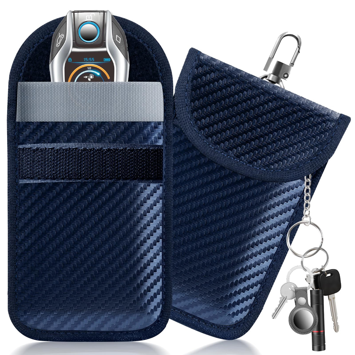 lanpard Faraday Pouch for Car Keys, Faraday Bag, Car RFID Signal Blocking Holder, Key Fob Protector, Key fob cage Block Signal Anti-Theft Fob Case (2 Pack)