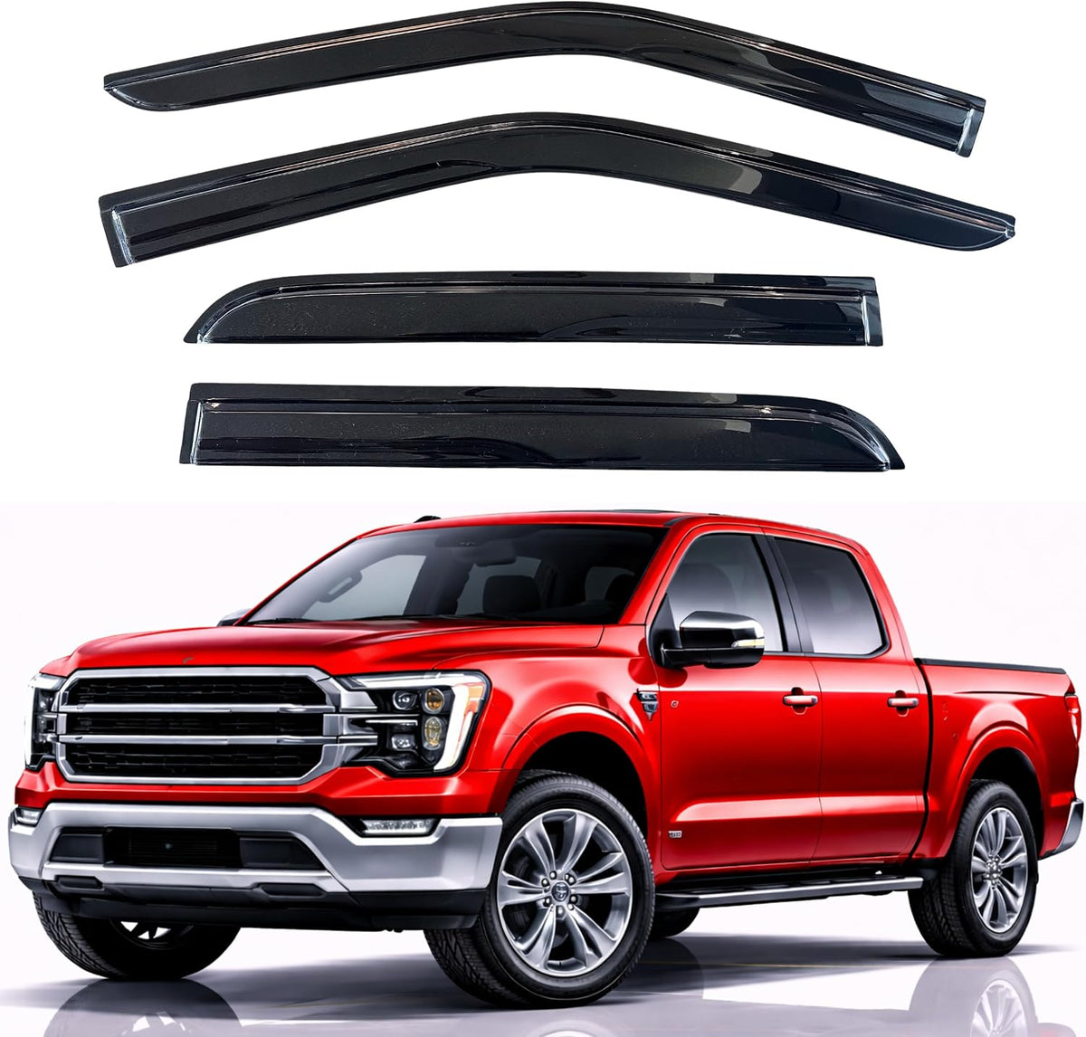 KPY Rain Guards Window Visors for 2015-2026 Ford F150 Crew/SuperCrew Cab