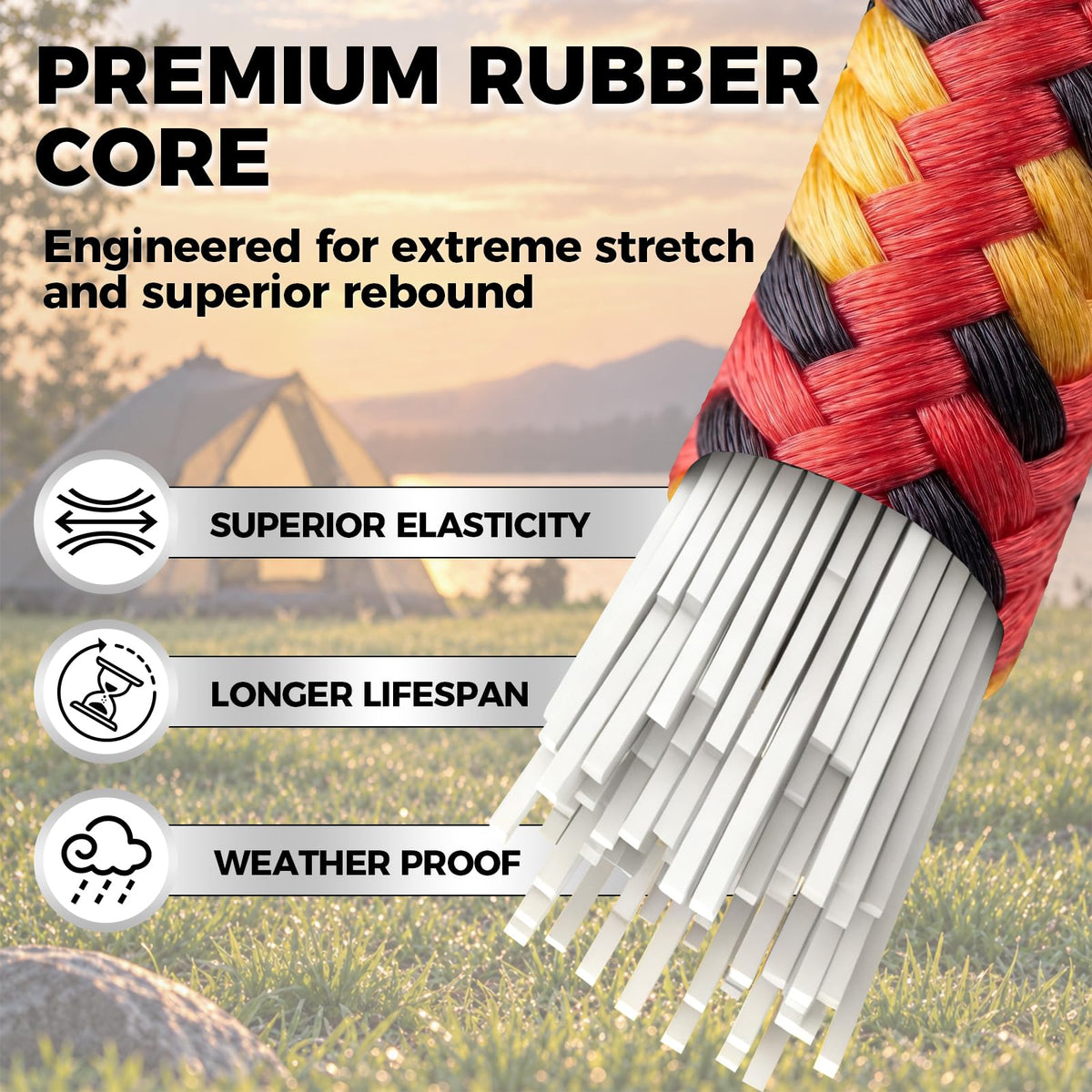 HORUSDY 31-Piece Premium Bungee Cords Assortment Jar, Includes 10”,18”,24”,32”,40” Bungee Cords, 6“ Zip Ties, 8”Canopy/Tarp Ball Ties and Crocodile Mouth Tarp Clips