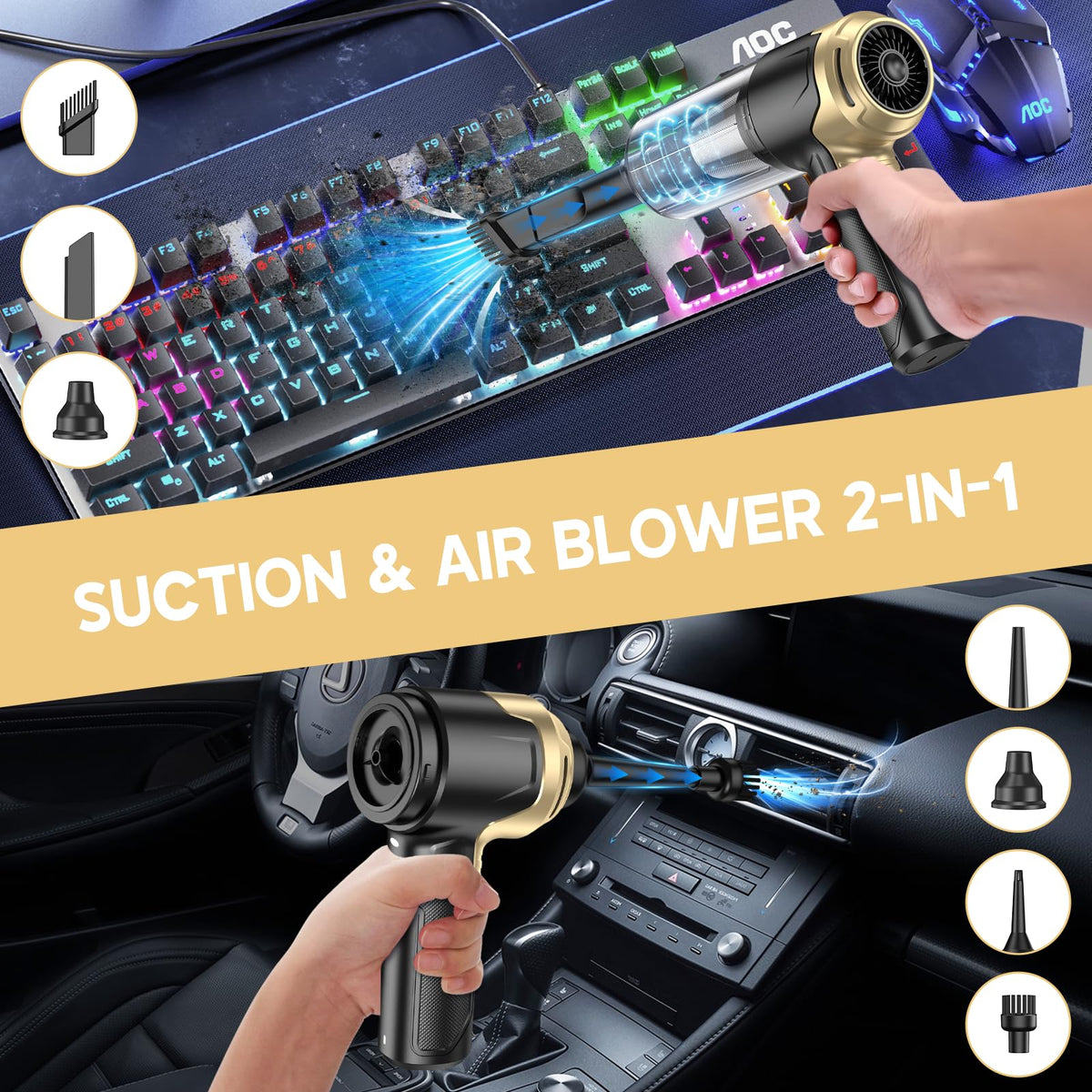 KMM Handheld Car Vacuum Cleaner, Hand Held Vacuum Cleaner and Air Duster