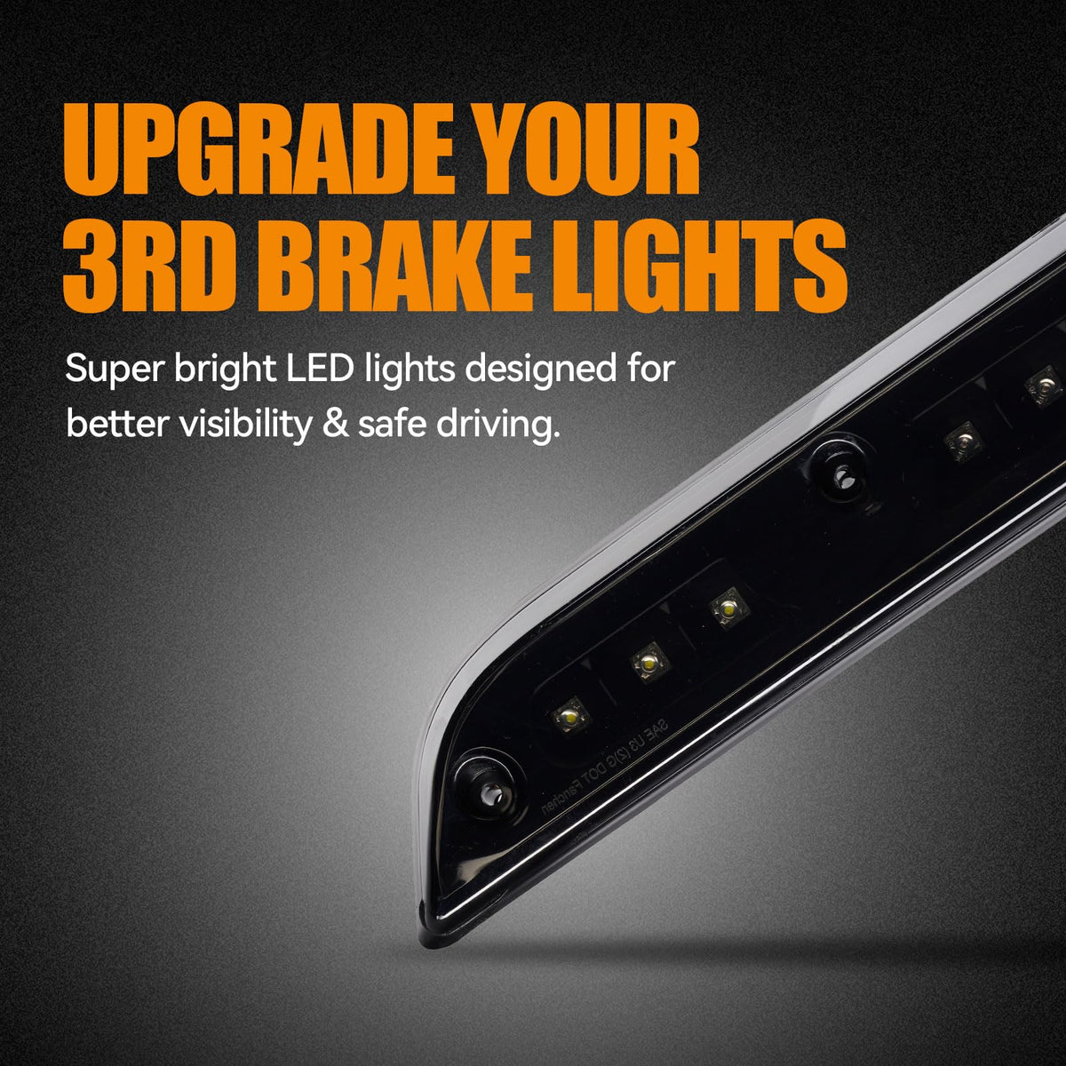 Third 3rd Brake Light, LED High Mount Stop Light for 2007-2013 Chevy Silverado/GMC Sierra 1500 2500HD 3500HD, Rear Center Cab Roof Tail Cargo Lamp, Red Lens