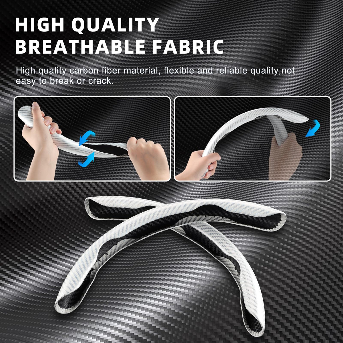 3pcs Carbon Fiber Anti-Skid Steering Wheel Cover, Waterproof & Segmented Butterfly Design, Universal 99% Vehicle Wheel Cover Protector, Car Interior Accessories (Black-3pcs)