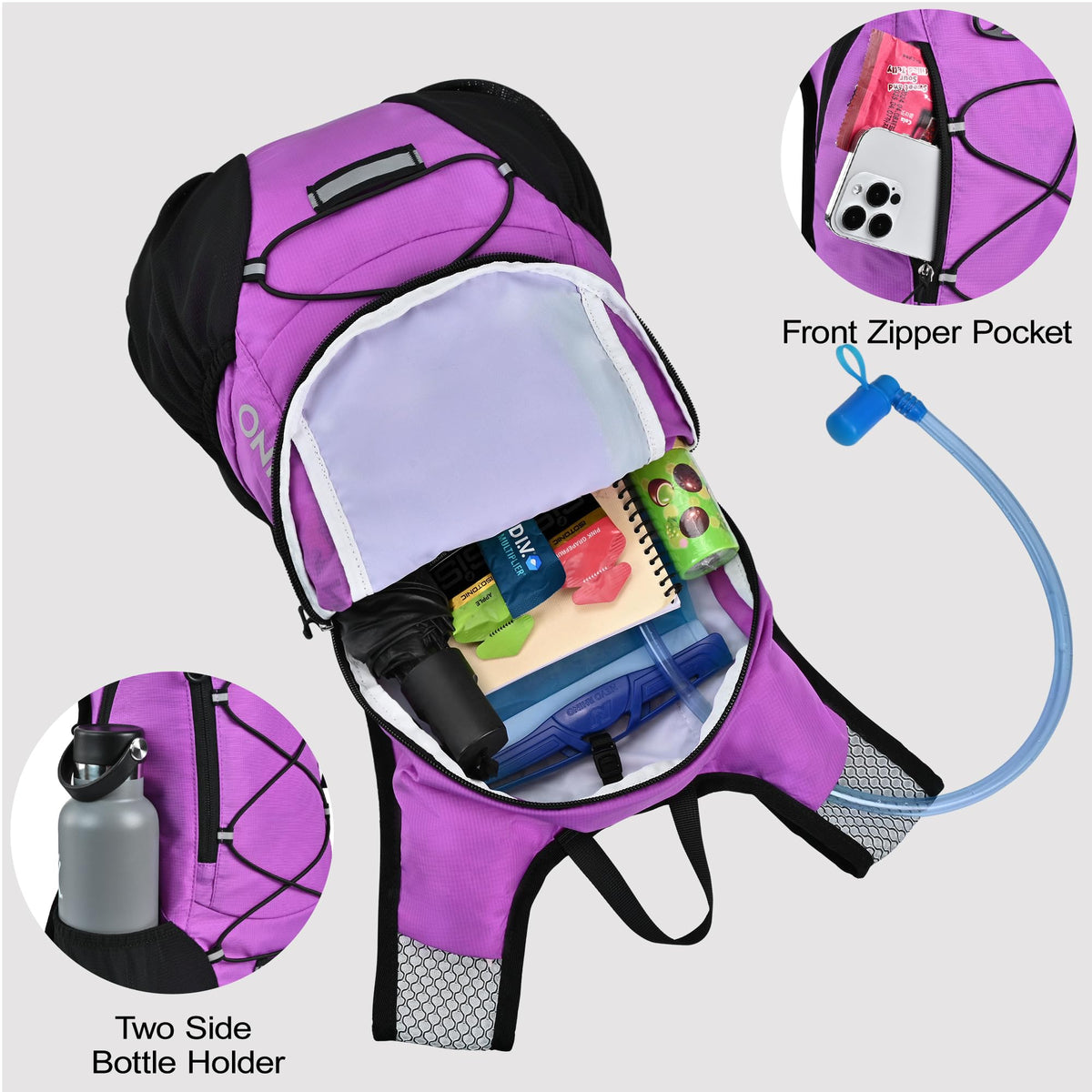 Lightweight Hydration Backpack, Running Backpack with 2L Water Bladder