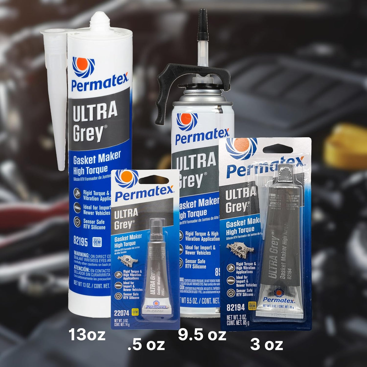 Permatex 82194 Ultra Grey Rigid High-Torque RTV Silicone Gasket Maker, 3.0 oz.