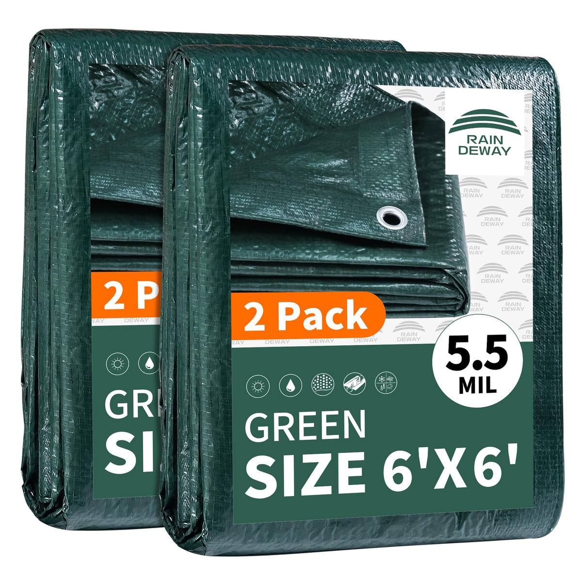 RAINDEWAY Tarps 8x10Ft 5.5 Mil Multipurpose Waterproof Poly Tarp Cover