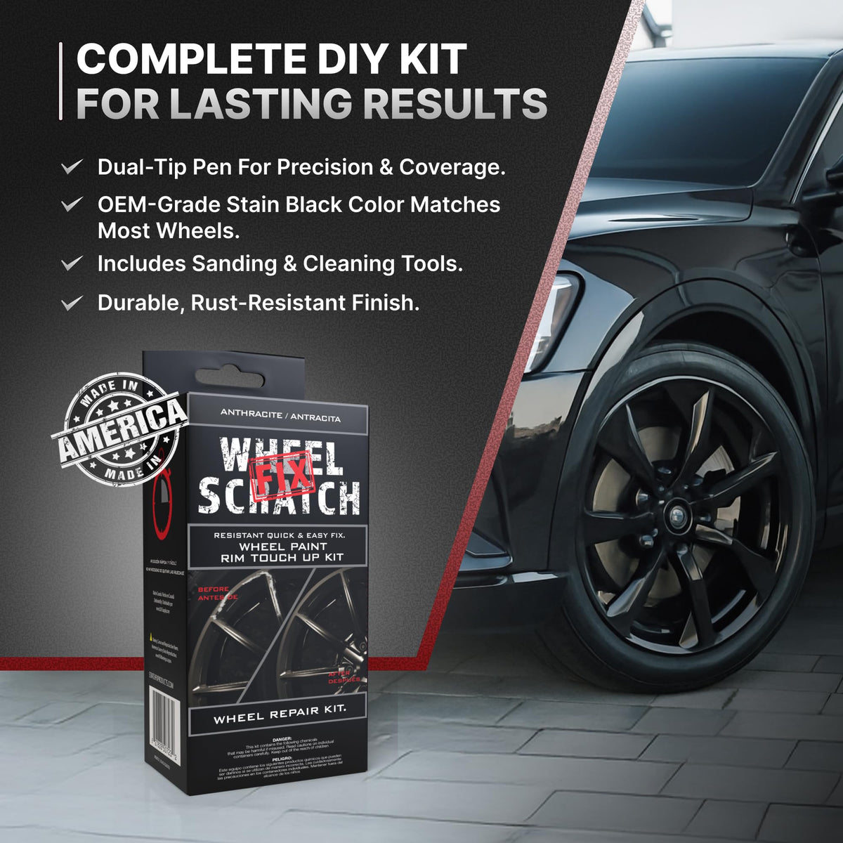 Wheel Scratch Fix® Gloss Black Rim Touch Up Paint, Wheel Scratch Repair Kit