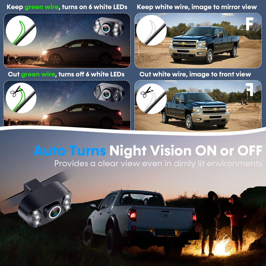 HD 1080P Backup Camera Plug & Play: Fast 60FPS Smooth Real-Time Clear View