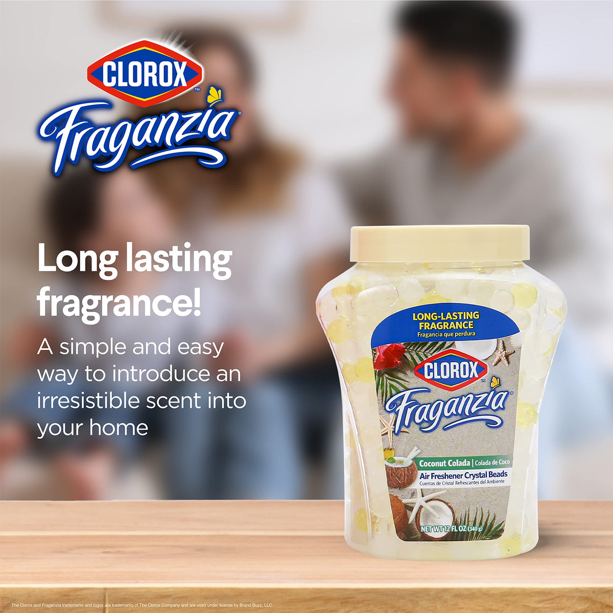 Clorox Fraganzia Crystal Beads Air Freshener, Island Escape Scent, 12 Fl Oz