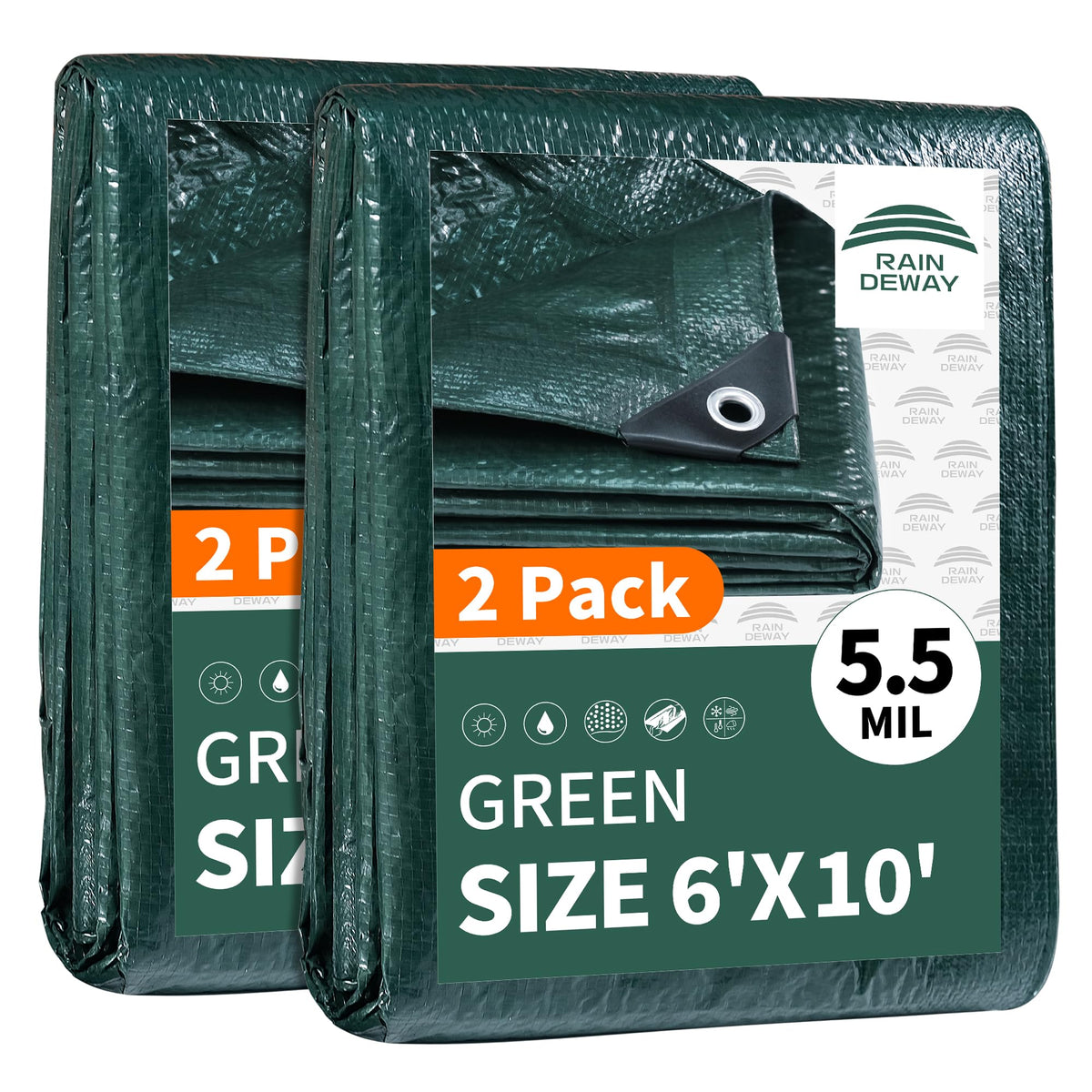 RAINDEWAY Tarps 8x10Ft 5.5 Mil Multipurpose Waterproof Poly Tarp Cover