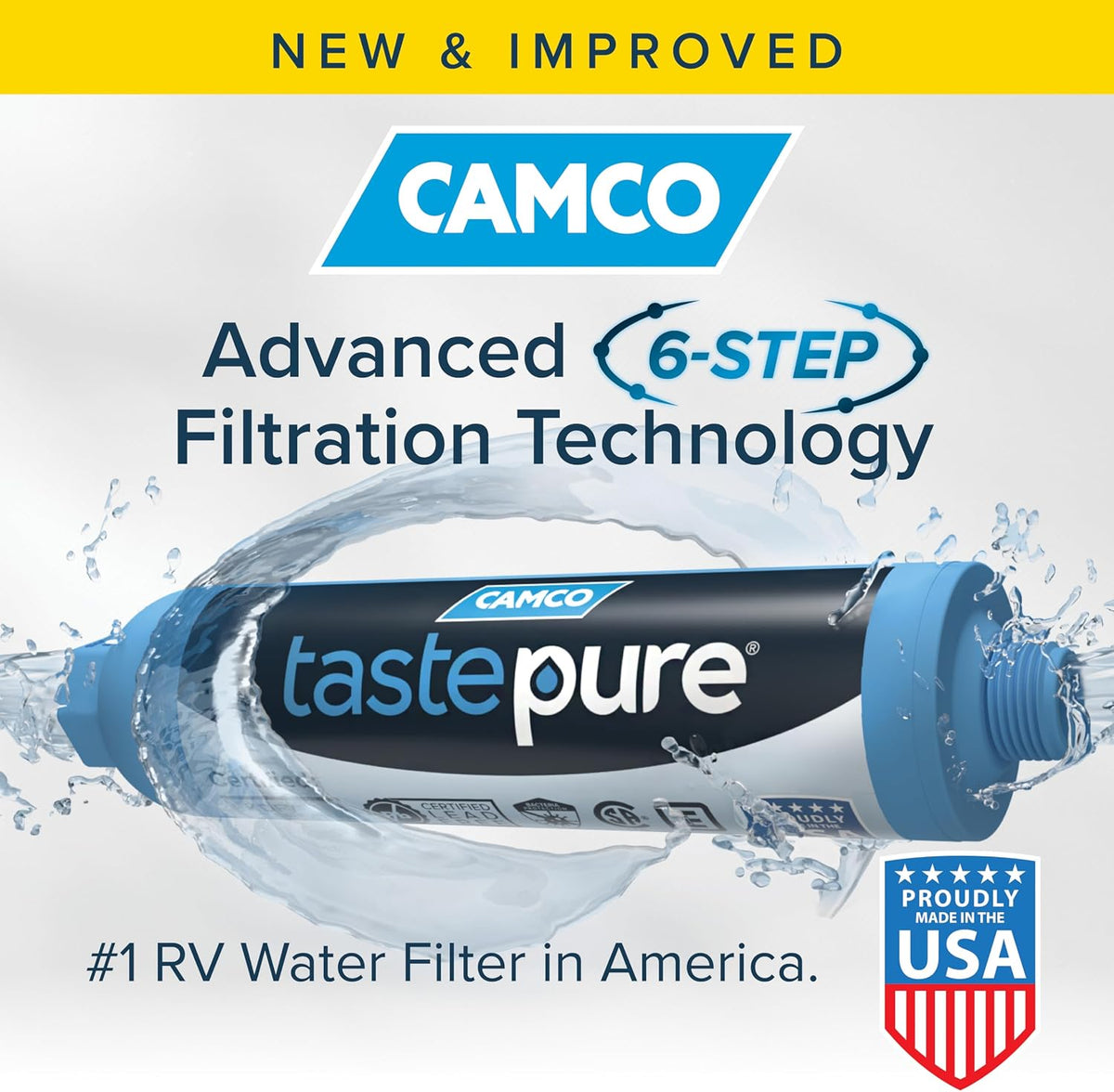 Camco Tastepure RV Water Filter 2-pk - GAC & KDF Filtration-Made in the USA