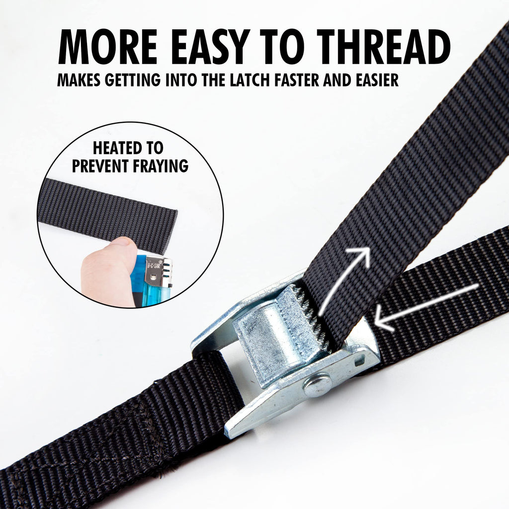 Cartman 1" x 12 ft Lashing Straps, 6 Pack, 600 lb Break Strength, Black
