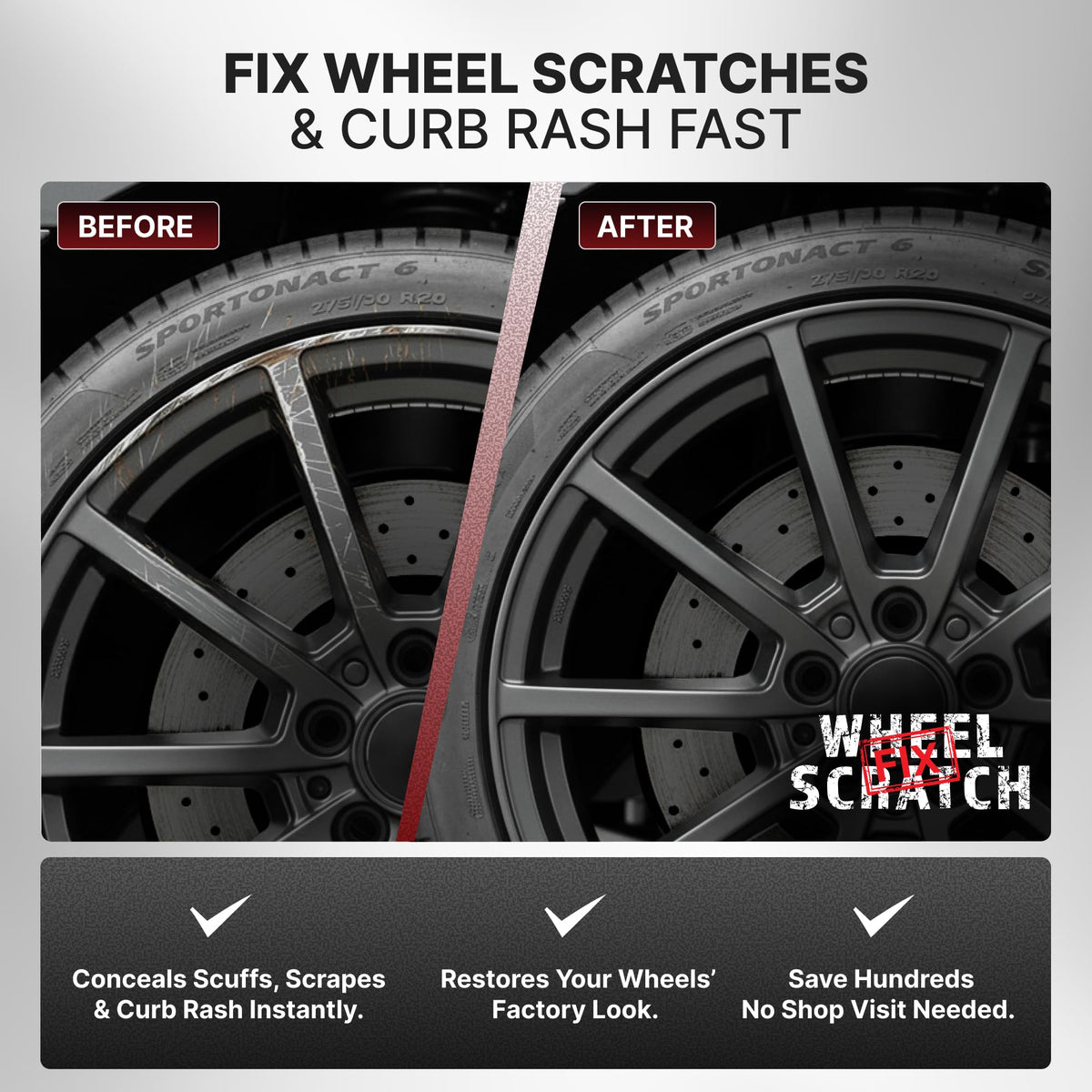 Wheel Scratch Fix® Gloss Black Rim Touch Up Paint, Wheel Scratch Repair Kit