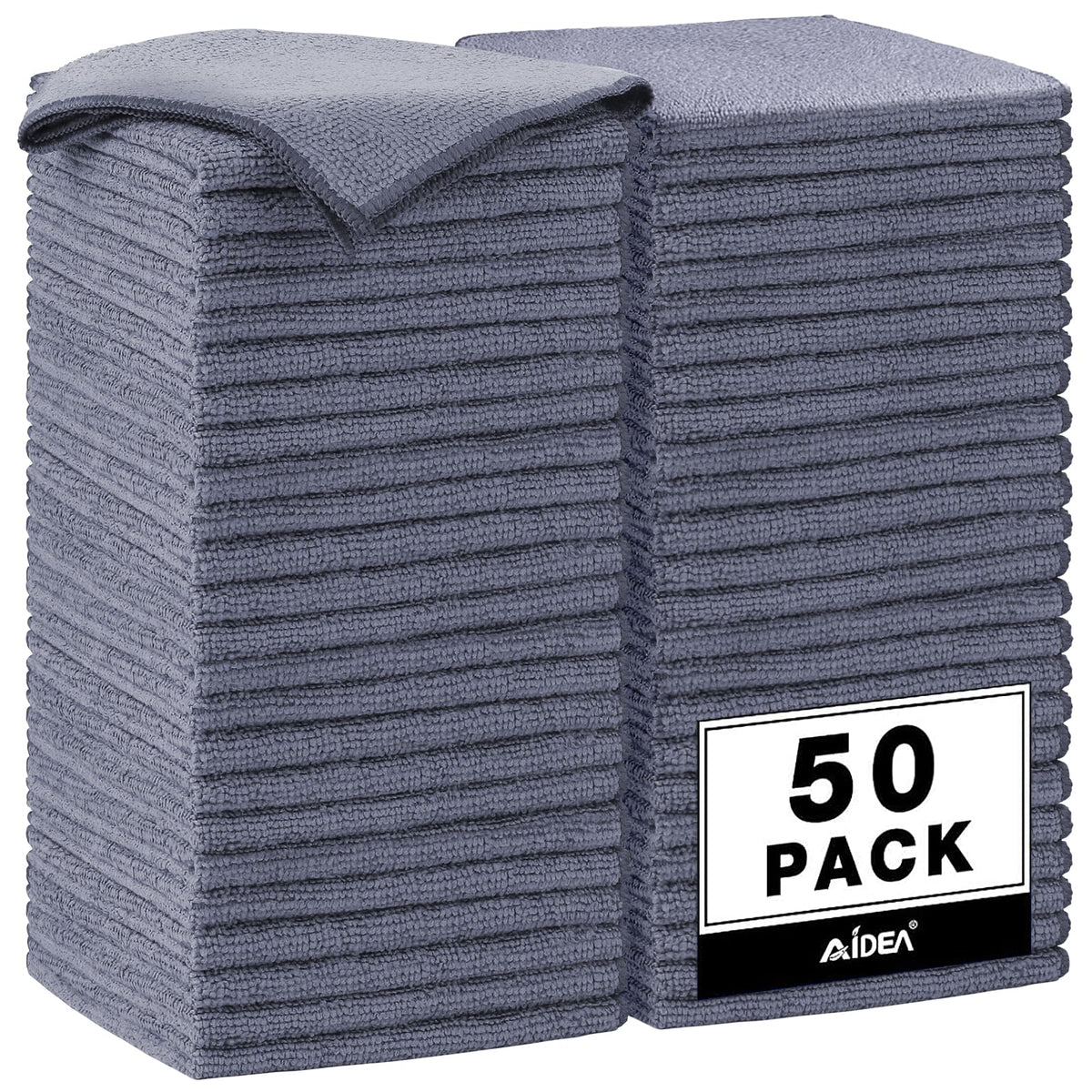 AIDEA Microfiber Cleaning Cloth-50PK, Microfiber Towels for Cars, 12"×12"