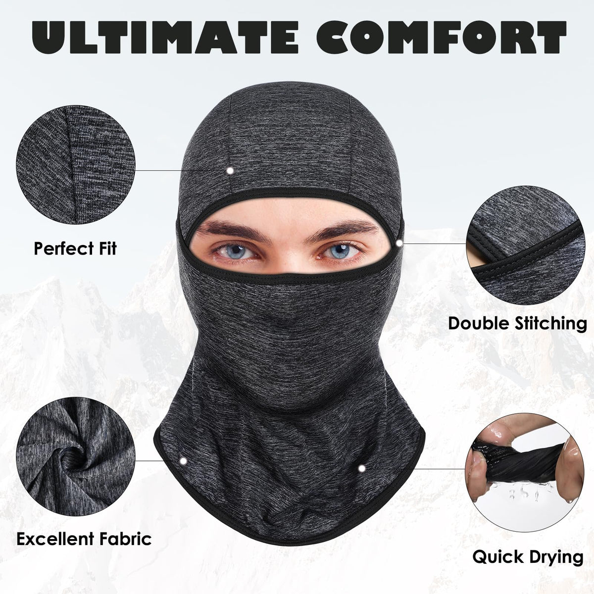 Achiou Ski Mask Balaclava Shiesty, Cooling Ice Silk Motorcycle Face Cover