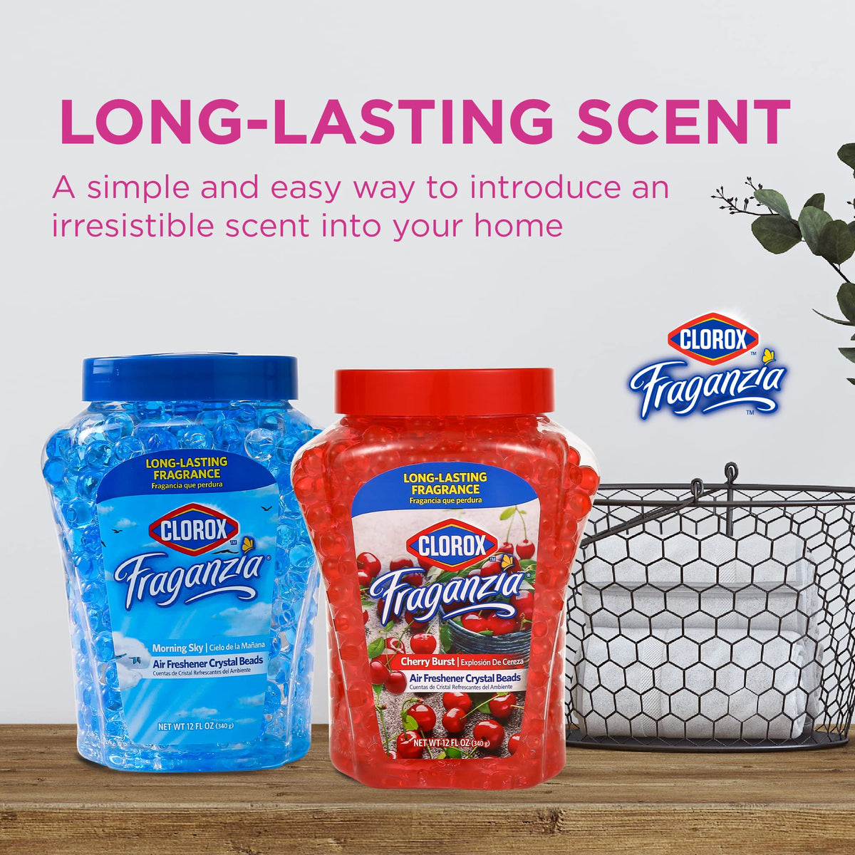 Clorox Fraganzia Crystal Beads Air Freshener, Island Escape Scent, 12 Fl Oz