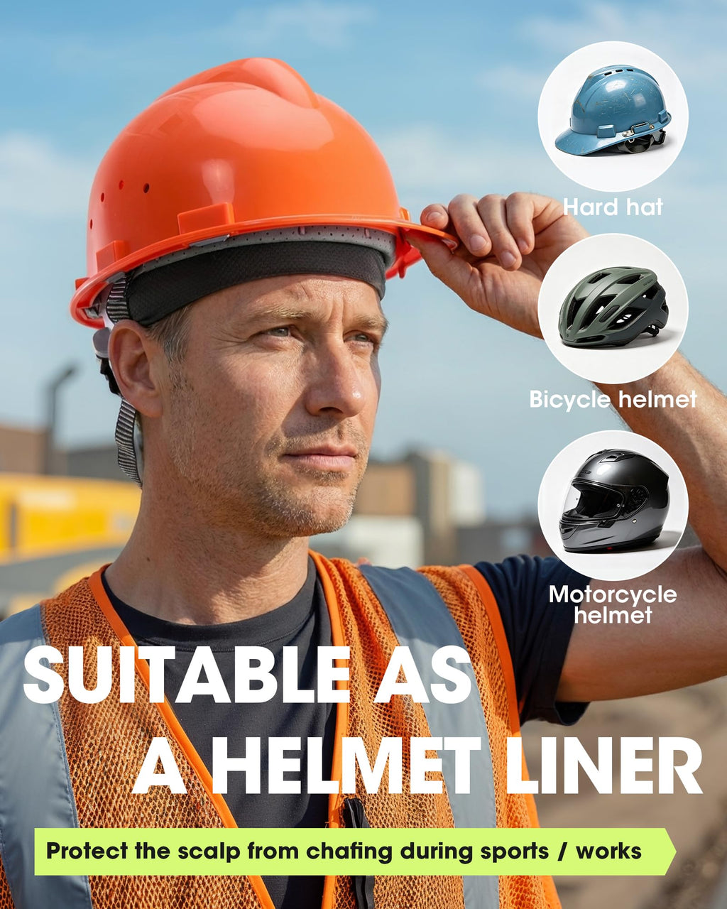 3-Pack Breathable Mesh Skull Cap Sweat Control Helmet Liner