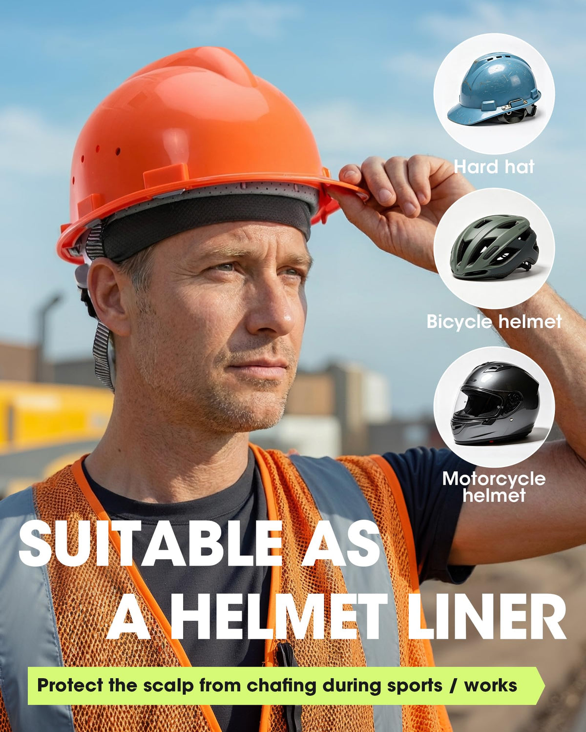 3-Pack Breathable Mesh Skull Cap Sweat Control Helmet Liner