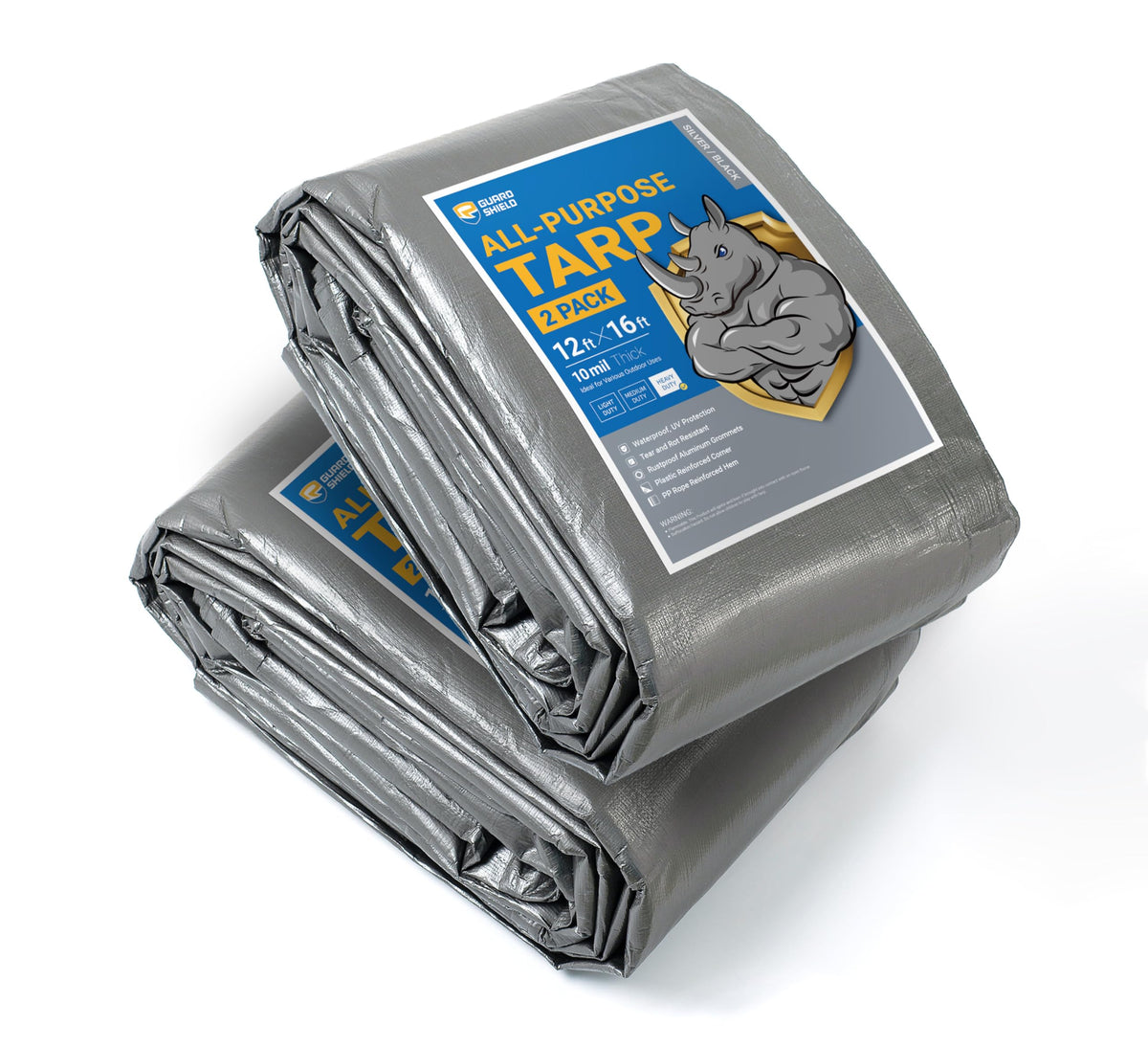 GUARD SHIELD Heavy Duty Tarp 12x16 Feet Green Multi Purpose Thick Waterproof Poly Tarp Cover 10mil