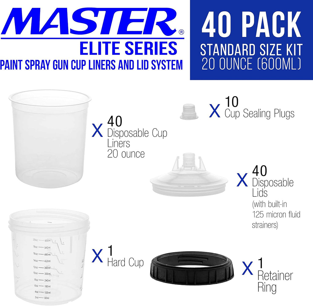 Master Paint System MPS Disposable Paint Spray Gun Cup Liners & Lid System