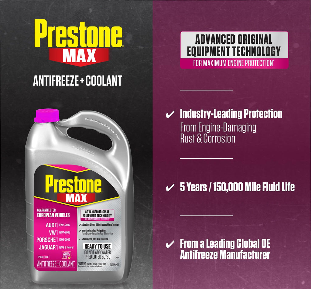 Prestone MAX Euro Violet 50/50 Antifreeze Automotive Coolant, Pack of One
