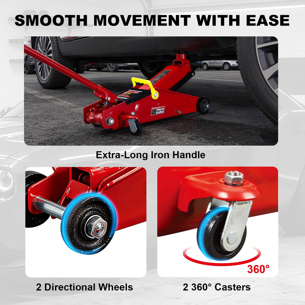BIG RED T83006 Torin Hydraulic Trolley Service/Floor Jack with Extra Saddle (Fits: SUVs and Extended Height Trucks): 3 Ton (6,000 lb) Capacity, Red