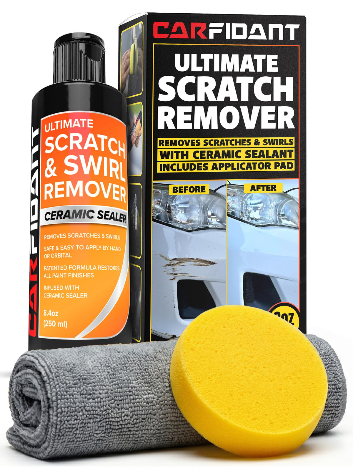 Carfidant Scratch Repair and Swirl Remover - Car Paint Scratch Remover & Restorer Kit with Buffer Pad - Polishing & Waxing Kits - Compound for Vehicles Paint Repair - 8.4 fl. Oz.
