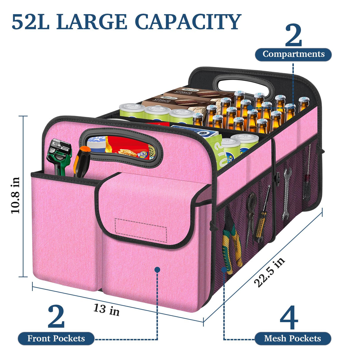 Femuar Car Trunk Organizer-Collapsible Car Storage for Suv/Jeep/Sedan