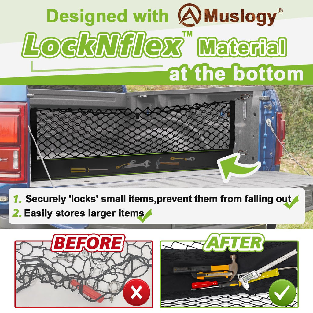 Muslogy Cargo Net for 2013-2026 Chevy Silverado GMC Sierra 1500/2500/3500HD