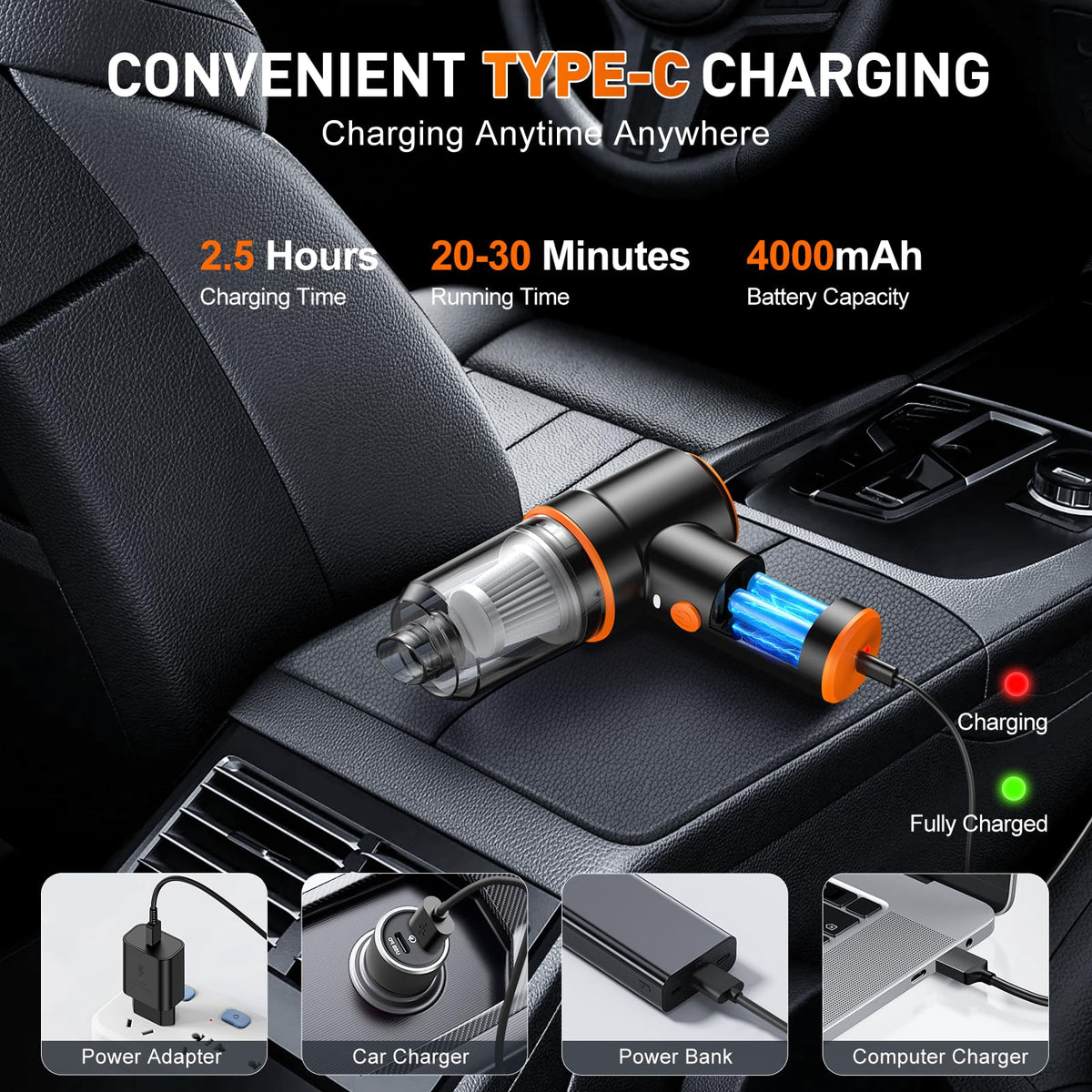 KMM Handheld Car Vacuum Cleaner, Hand Held Vacuum Cleaner and Air Duster