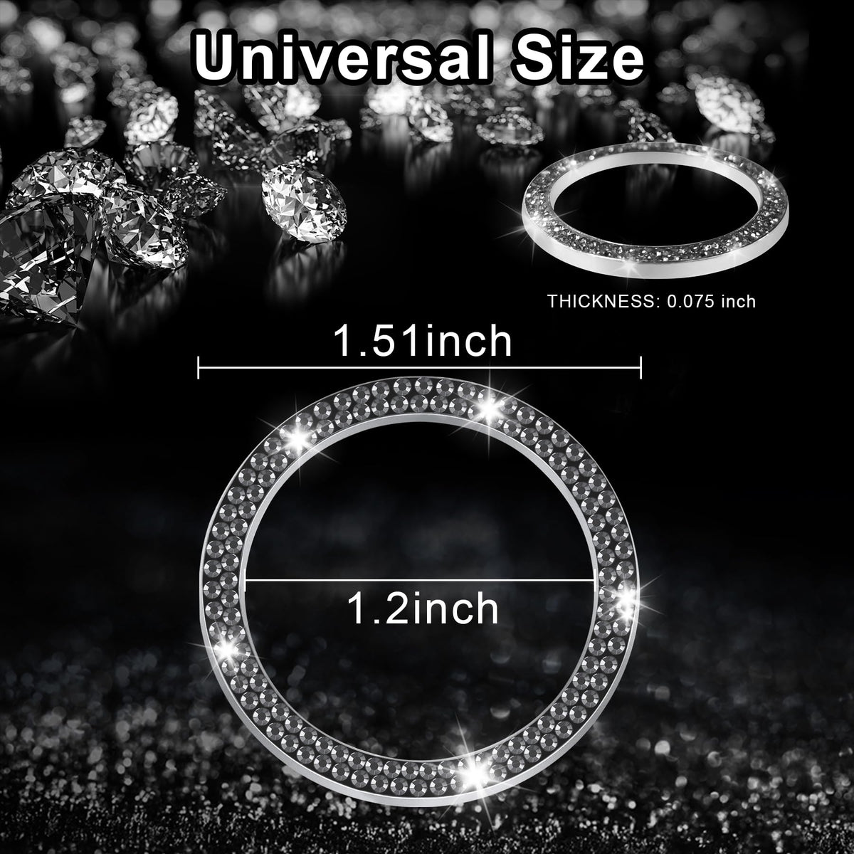 LivTee 2 PCS Crystal Double Rhinestone Car Engine Start Stop Decoration Ring, Bling Car Interior Accessories for Women, Push to Start Button Cover Sticker, Automotive Decals, White