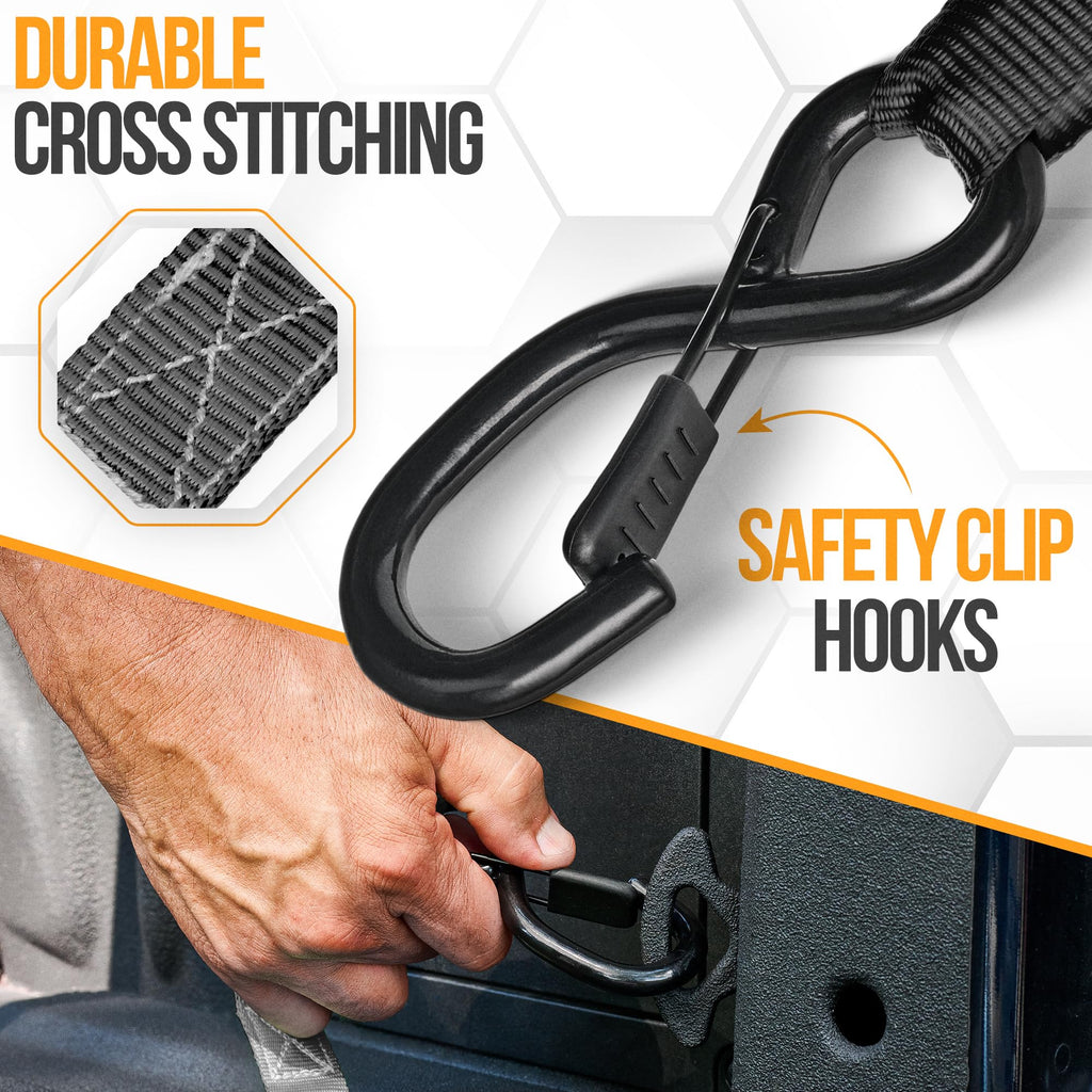 FORTEM Ratchet Straps - Tie Down Strap Set, 4 Pack, 1650lb Break Strength