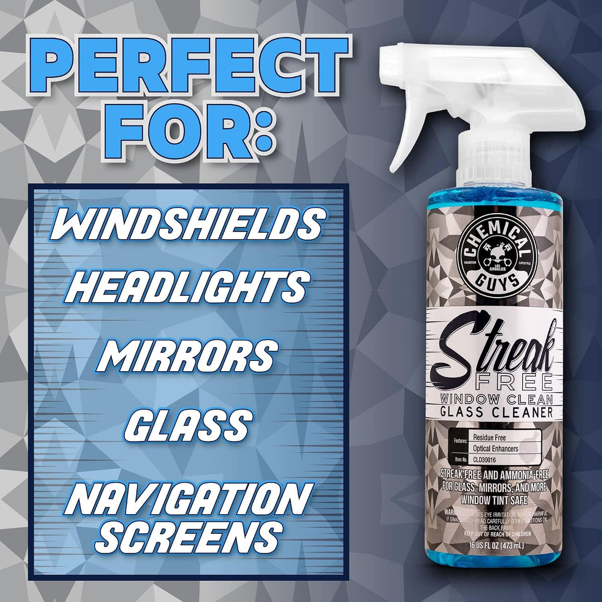 Chemical Guys, Streak-Free Glass & Window Cleaner for Tinted Windows, 16 oz