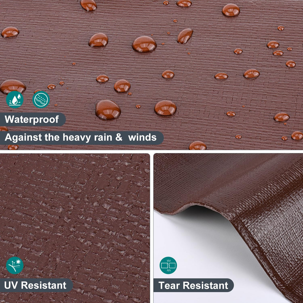 Tarp 8x10 FT Heavy Duty Waterproof 14 Mil Brown