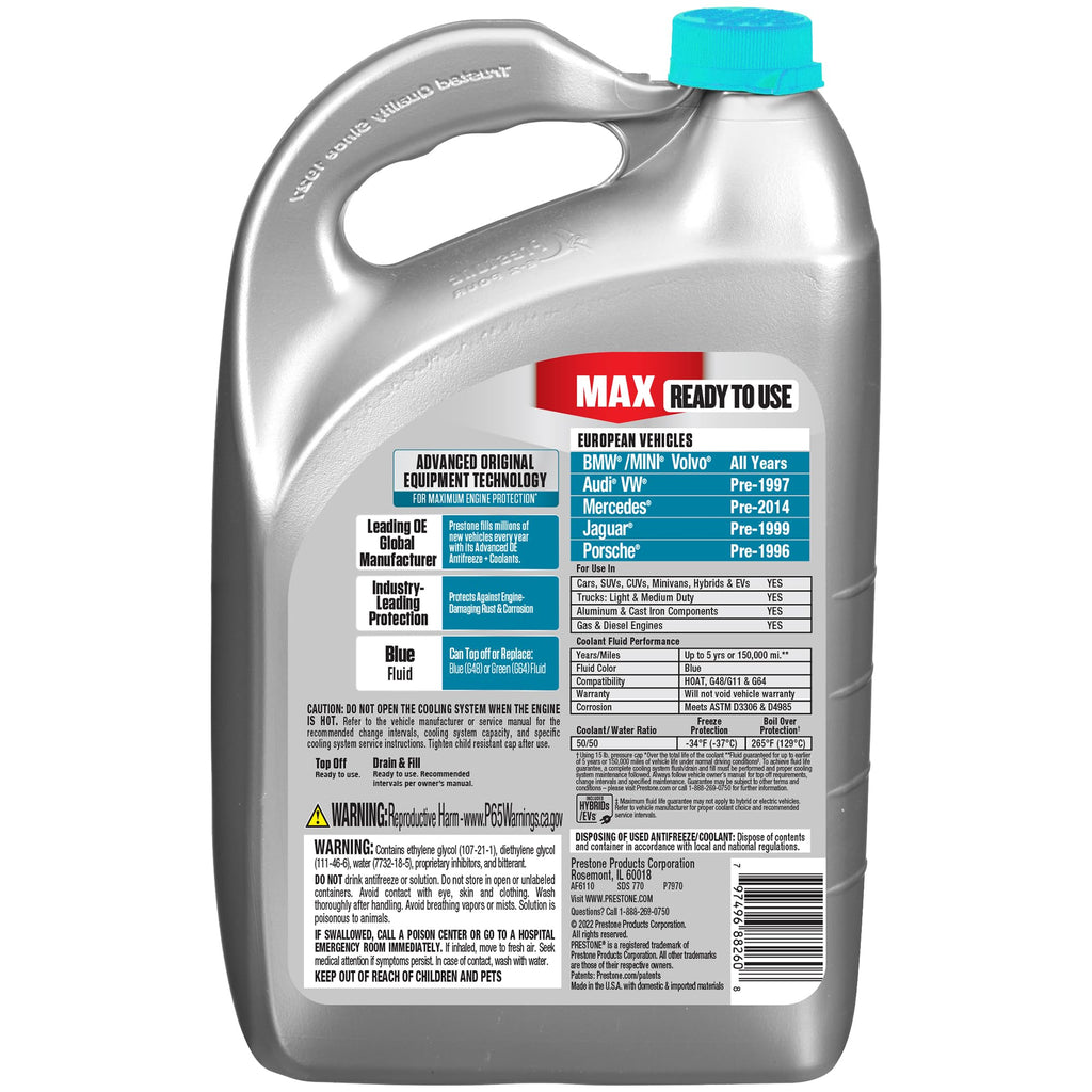 Prestone MAX Euro Violet 50/50 Antifreeze Automotive Coolant, Pack of One