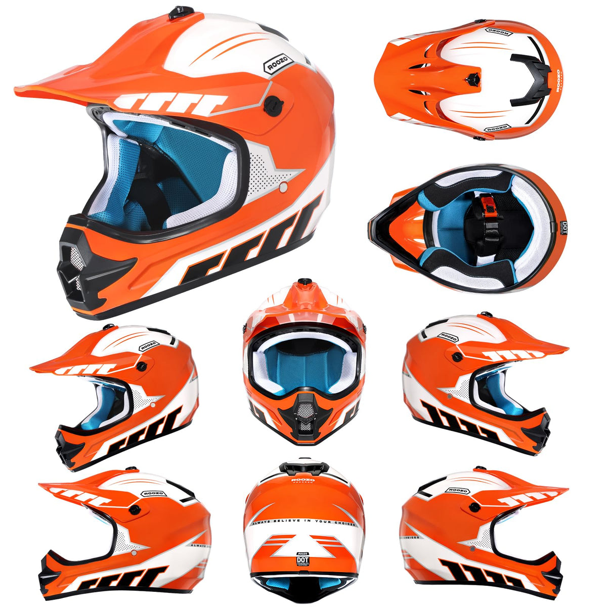 Youth Kids Dirt Bike Helmet DOT Approved, Full Face Motocross Set