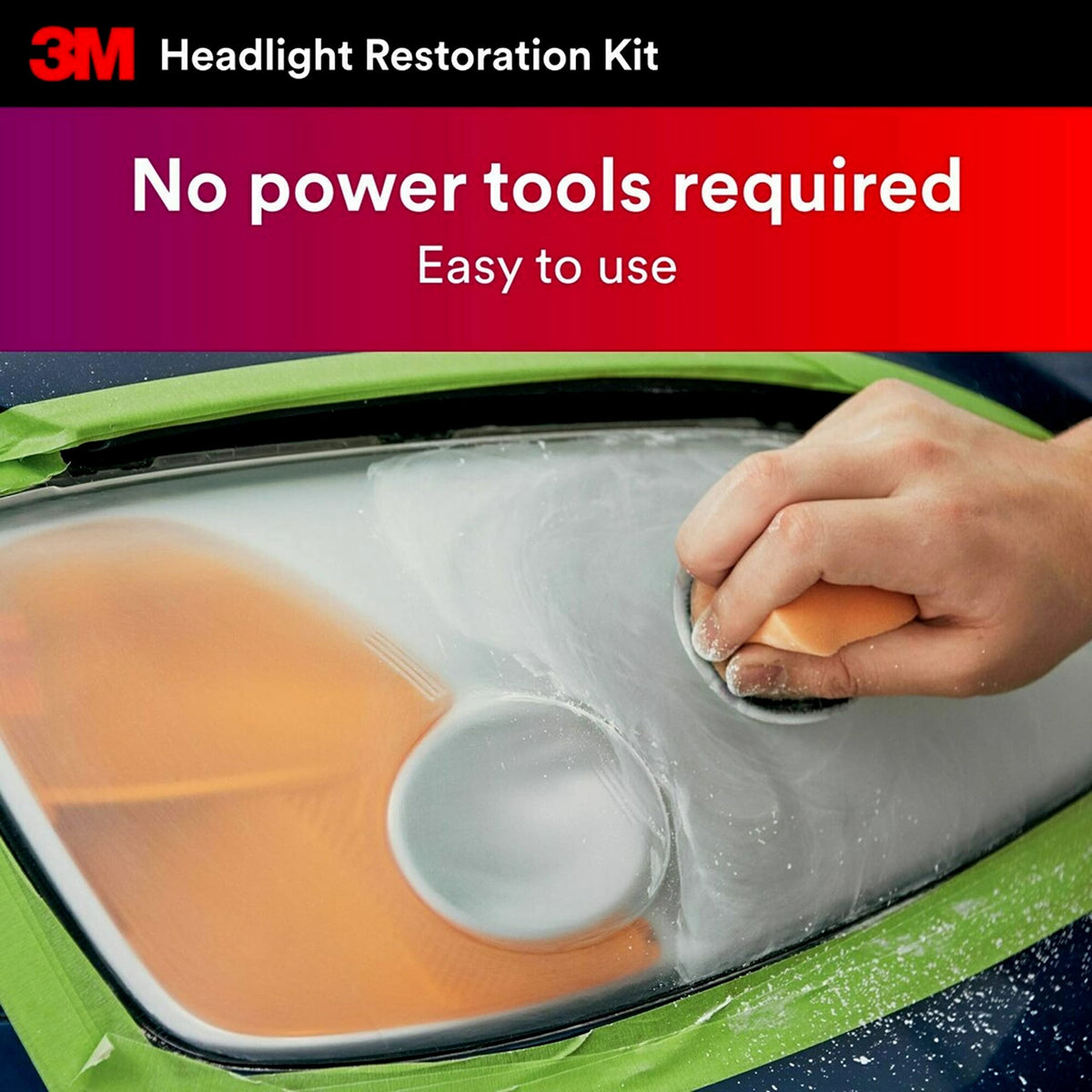 3M Auto Restore and Protect Headlight Restoration Kit, Use On Plastic Lenses, Headlights, Taillight, Fog Lights and More, Includes Sanding Discs, Headlight Clear Coat Wipes, Foam Pad and Glove (39194)