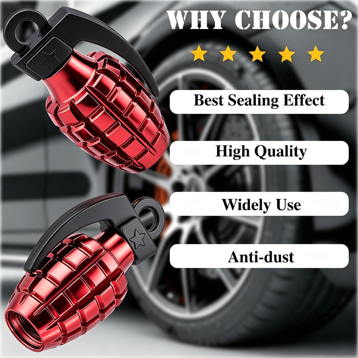 4PCS Bullet Shell Tire Valve Stem Caps, Aluminum Alloy Car Air Stem Cap, Universal Dustproof Tire Valve Stem Covers for Cars, SUV, Trucks, Bikes, Motorcycles, Bicycles (Black)