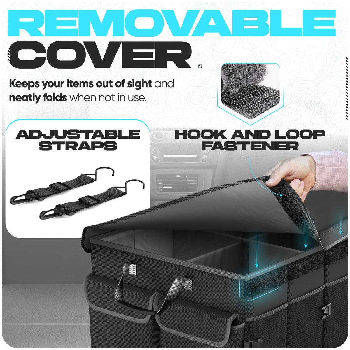 FORTEM Trunk Organizer - Foldable Car Organizer & Storage for SUVs & Trucks