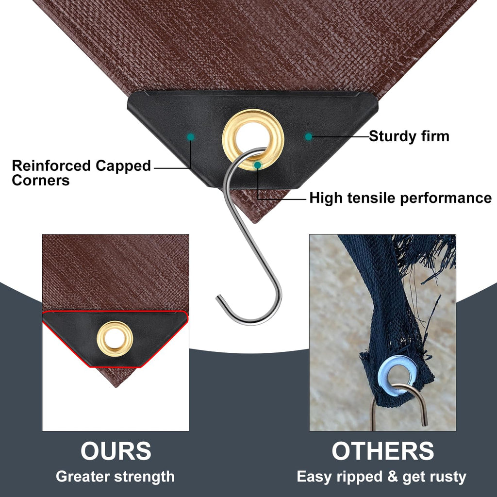 Tarp 8x10 FT Heavy Duty Waterproof 14 Mil Brown