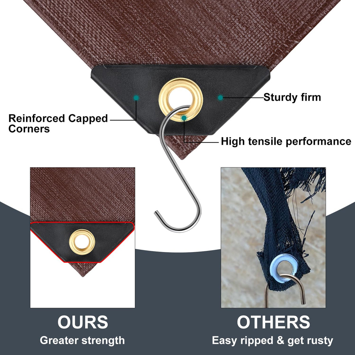 Tarp 8x10 FT Heavy Duty Waterproof 14 Mil Brown
