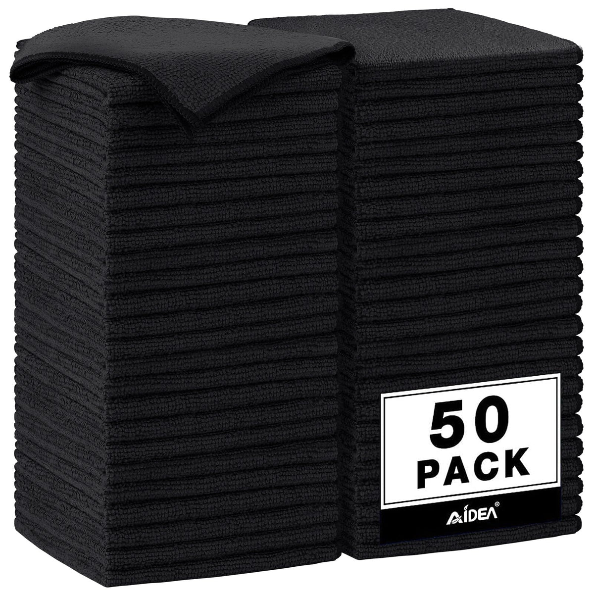 AIDEA Microfiber Cleaning Cloth-50PK, Microfiber Towels for Cars, 12"×12"