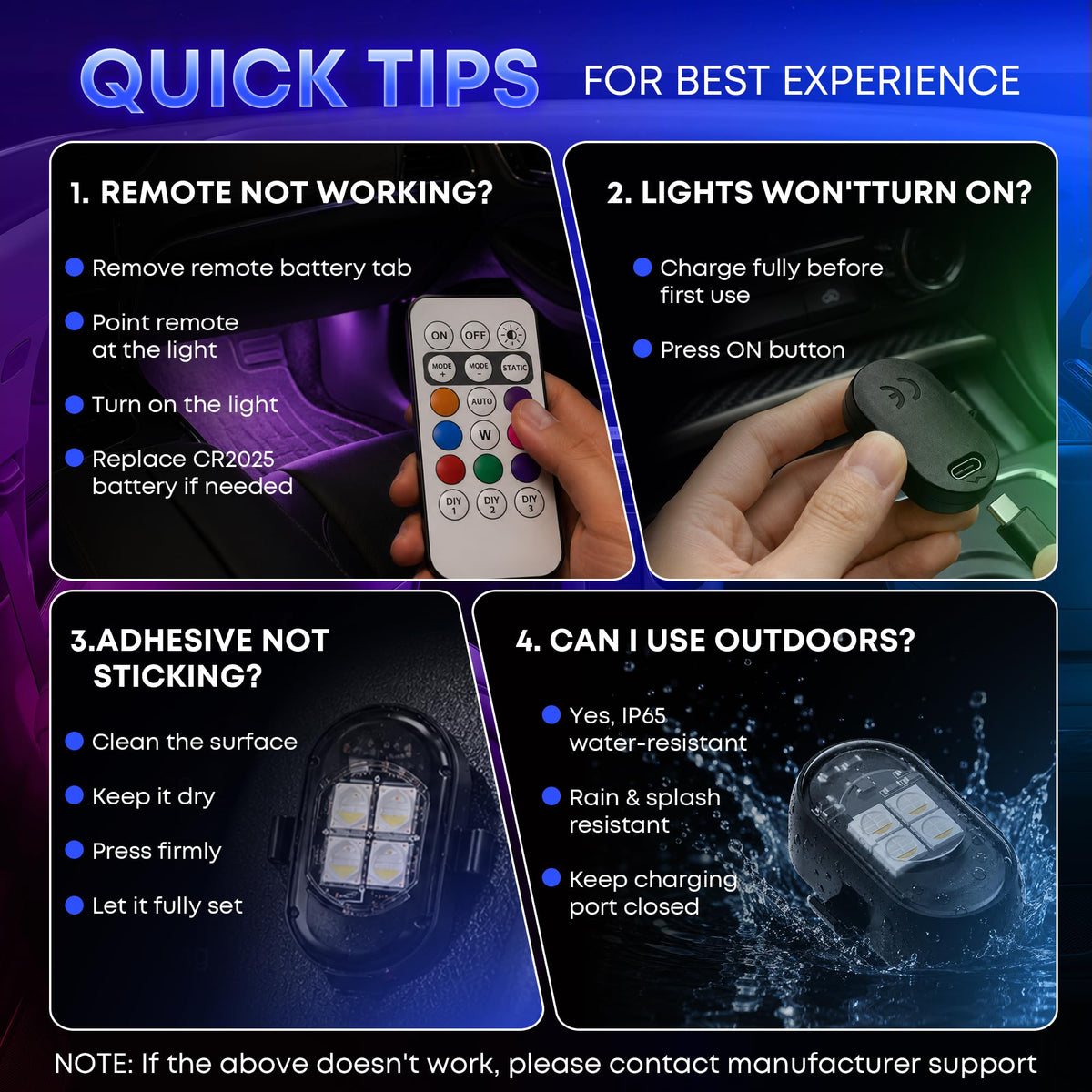 Wireless LED Lights for Car, Rechargeable Interior Car Lights