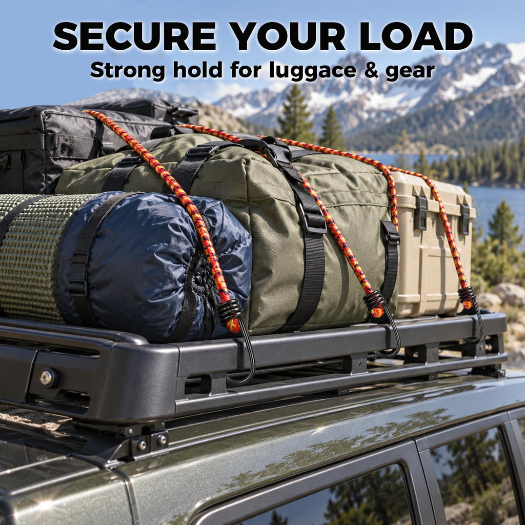 HORUSDY 31-Piece Premium Bungee Cords Assortment Jar, Includes 10”,18”,24”,32”,40” Bungee Cords, 6“ Zip Ties, 8”Canopy/Tarp Ball Ties and Crocodile Mouth Tarp Clips