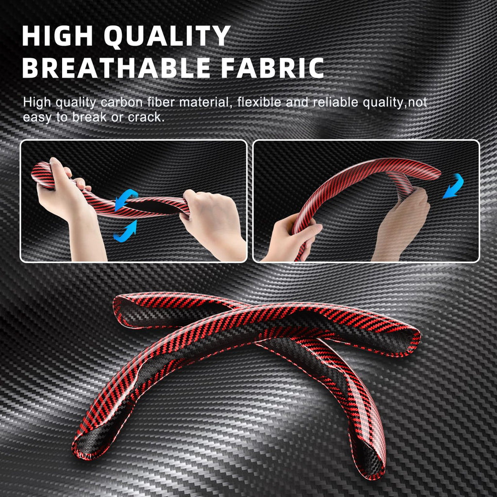 3pcs Carbon Fiber Anti-Skid Steering Wheel Cover, Waterproof & Segmented Butterfly Design, Universal 99% Vehicle Wheel Cover Protector, Car Interior Accessories (Black-3pcs)