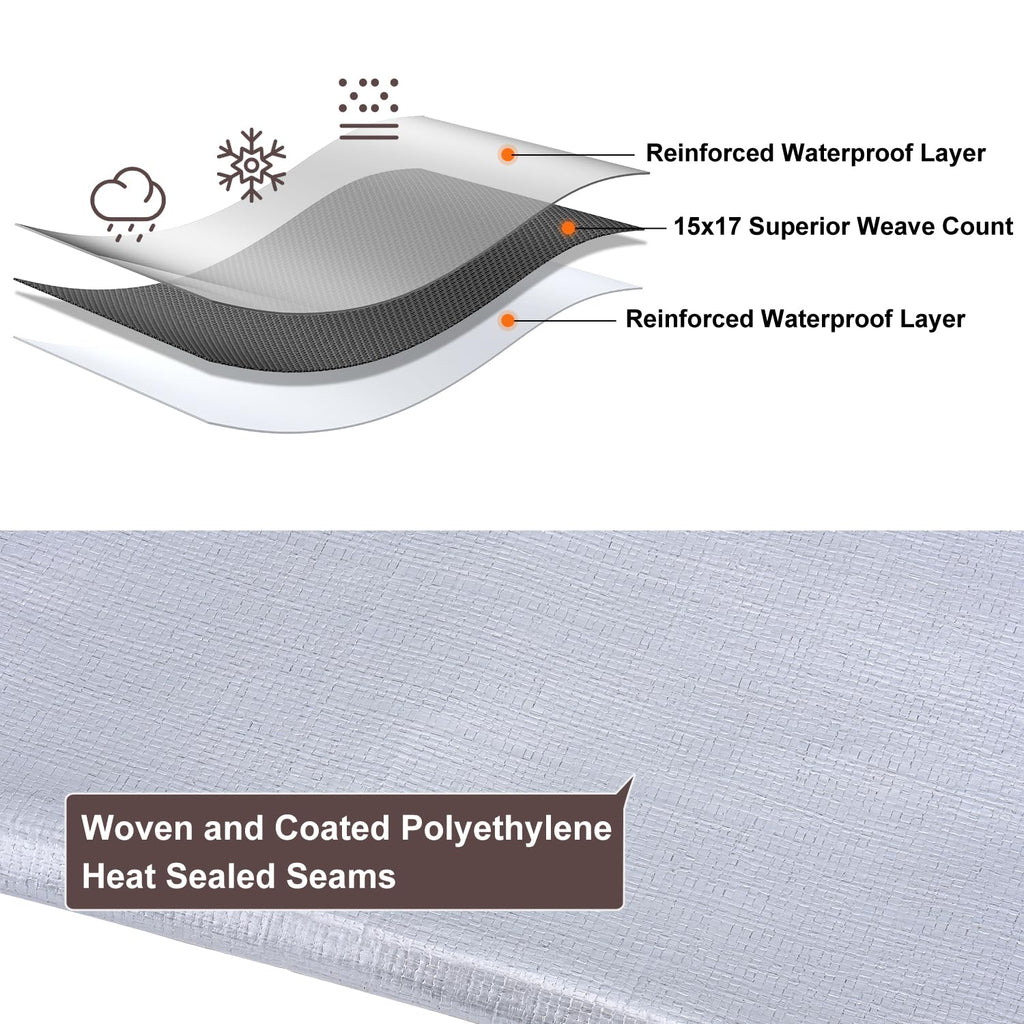 Large Tarp 10x20 FT 16 Mil Heavy Duty Waterproof Tarps Silver
