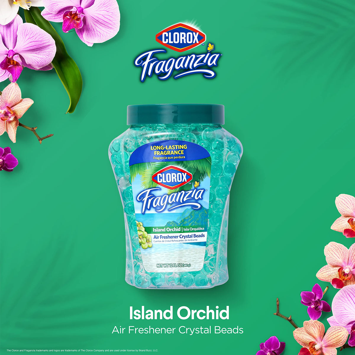 Clorox Fraganzia Crystal Beads Air Freshener, Island Escape Scent, 12 Fl Oz