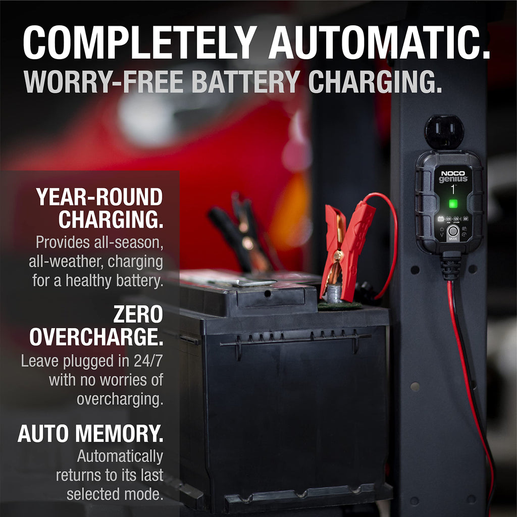 NOCO GENIUS1 1A 6/12V Smart Battery Charger, Trickle Charger & Maintainer