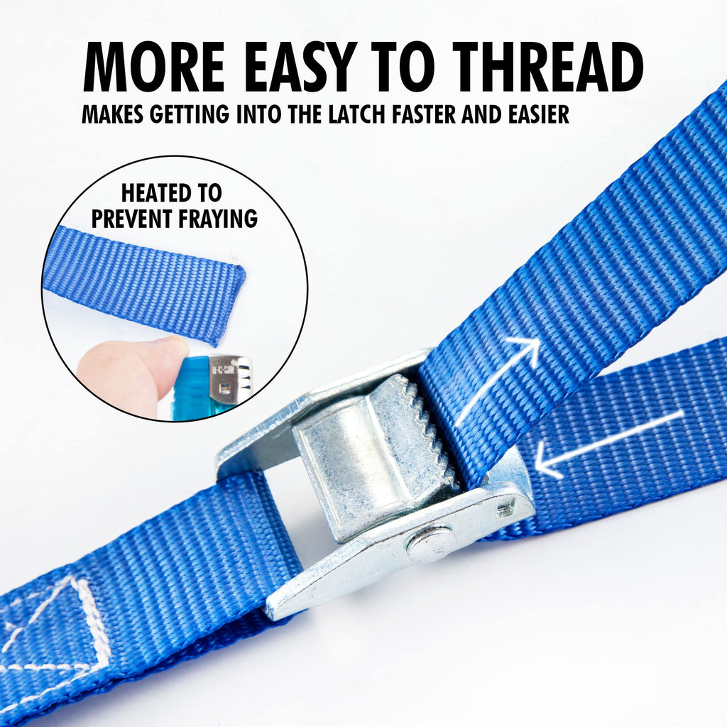 Cartman 1" x 12 ft Lashing Straps, 6 Pack, 600 lb Break Strength, Black